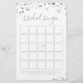 Blue Wildflower Boho vrijgezellenfeest bingogame (Voorkant)