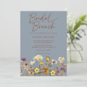 Blue Wildflower Boho Vrijgezellenfeest Kaart (Staand voorkant)