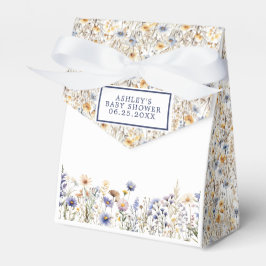 Blue Wildflower Boho Waterverf Baby shower Bedankdoosjes