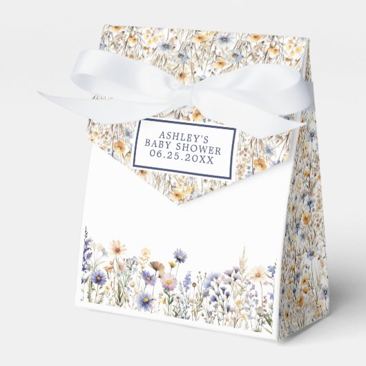 Blue Wildflower Boho Waterverf Baby shower Bedankdoosjes (Voorkant Zijde)