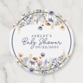 Blue Wildflower Boho Waterverf Baby shower Bedankjes Labels (Achterkant)