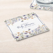Blue Wildflower Boho Waterverf Baby shower Kartonnen Onderzetters (Schuin)