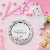 Blue Wildflower Boho Waterverf Baby shower Papieren Bordje (Feest)