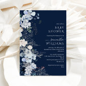 Blue Wildflower boho Winter Baby shower Kaart