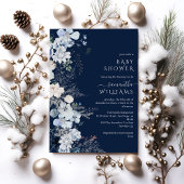 Blue Wildflower boho Winter Baby shower Kaart