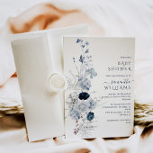 Blue Wildflower boho Winter Baby shower Kaart