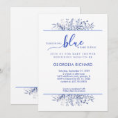 Blue Wildflower Border Something Blue Baby Shower Kaart (Voorkant / Achterkant)