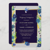 Blue Wildflower Border Weddenschap Kaart (Voorkant / Achterkant)