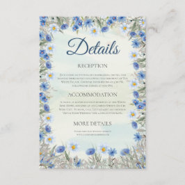 Blue Wildflower Border Wedding Details Kaart