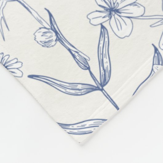 Blue Wildflower Botanical Monogram  Fleece Deken (Hoek)