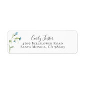 Blue Wildflower Botanical Return Address Etiket (Voorkant)