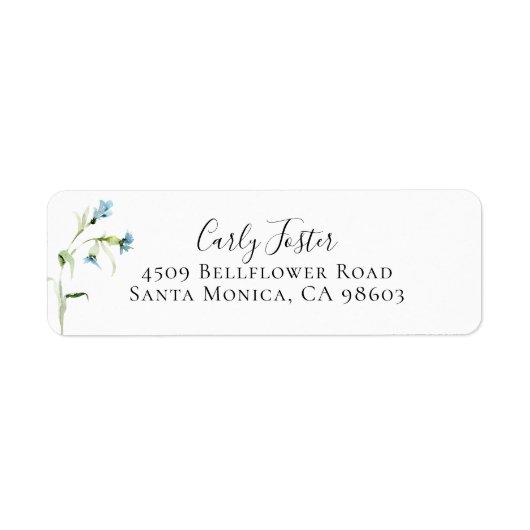 Blue Wildflower Botanical Return Address Etiket (Voorkant)