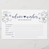 Blue wildflower boy baby shower advies wenskaart briefpapier (Voorkant)