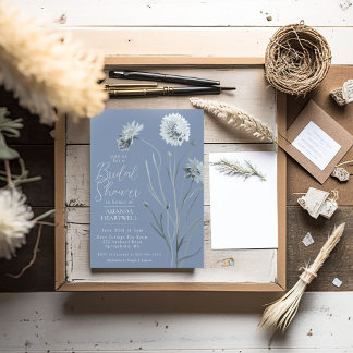 Blue Wildflower Bridal Shower Invitation Kaart