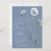 Blue Wildflower Bridal Shower Invitation Kaart (Voorkant)