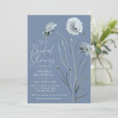 Blue Wildflower Bridal Shower Invitation Kaart (Staand voorkant)