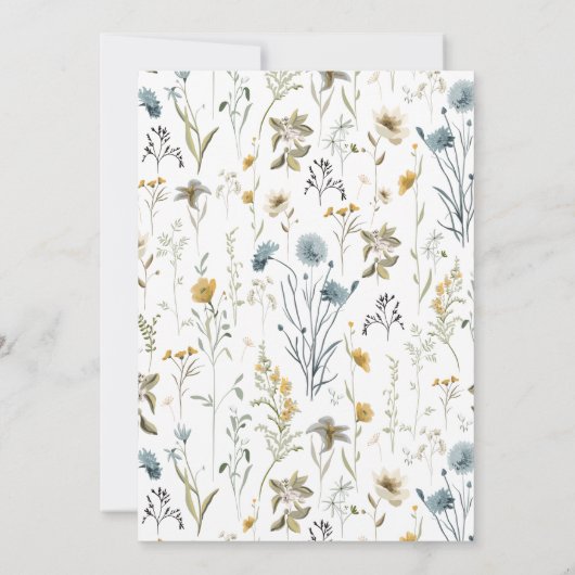 Blue Wildflower Bridal Shower Invitation Kaart (Achterkant)