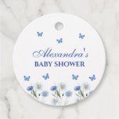 Blue Wildflower Butterfly Baby shower Bedankt Bedankjes Labels (Voorkant)