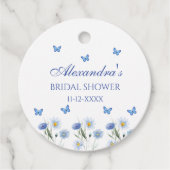Blue Wildflower Butterfly Vrijgezellenfeest Bedank Bedankjes Labels (Voorkant)