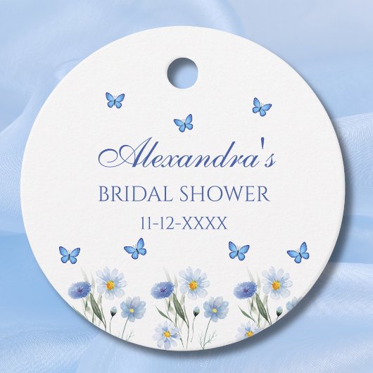 Blue Wildflower Butterfly Vrijgezellenfeest Bedank Bedankjes Labels