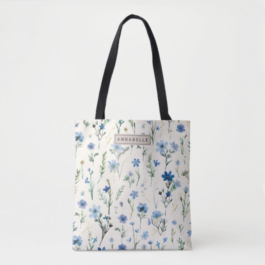 Blue Wildflower Chic Canvas tas (Voorkant)