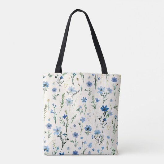 Blue Wildflower Chic Canvas tas (Achterkant)