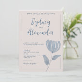 Blue Wildflower Christelijk Twee worden een bruilo Kaart (Staand voorkant)