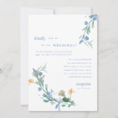 Blue Wildflower Colorful Wedding Kaart (Voorkant)