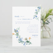 Blue Wildflower Colorful Wedding Kaart (Staand voorkant)