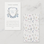 Blue Wildflower Crest Display Shower Baby shower Informatiekaartje (Voorkant / Achterkant)