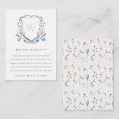 Blue Wildflower Crest Recipe Request Vrijgezellenf Informatiekaartje (Voorkant / Achterkant)