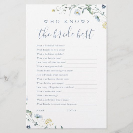 Blue Wildflower die de bruid het beste spel kent (Voorkant)