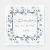 Blue Wildflower Floral Boho Vrijgezellenfeest Servet (Voorkant)