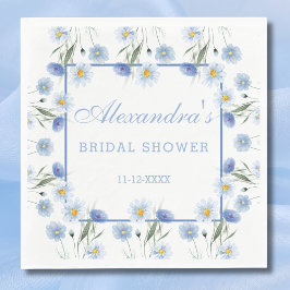 Blue Wildflower Floral Boho Vrijgezellenfeest Servet