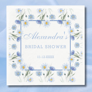 Blue Wildflower Floral Boho Vrijgezellenfeest Servet