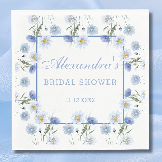 Blue Wildflower Floral Boho Vrijgezellenfeest Servet