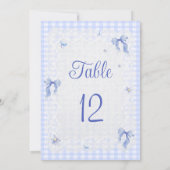 Blue Wildflower Floral  Bow Gingham Table Number (Achterkant)