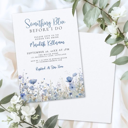 Blue Wildflower Floral Bridal Shower Kaart