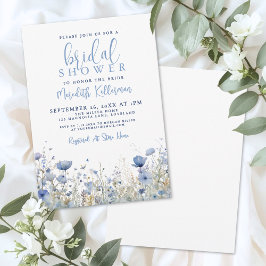 Blue Wildflower Floral Bridal Shower Kaart