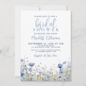 Blue Wildflower Floral Bridal Shower Kaart (Voorkant)