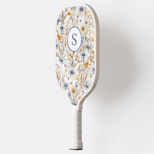 Blue Wildflower Floral gepersonaliseerd Pickleball Paddle (Links)