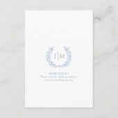 Blue Wildflower Floral Toile Wedding Details Informatiekaartje (Achterkant)