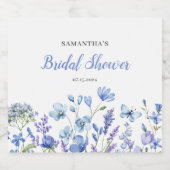 Blue Wildflower Floral Vrijgezellenfeest Sparkling Wijnetiket (Enkel label)