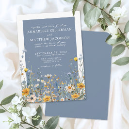 Blue Wildflower Floral Wedding Kaart