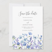 Blue Wildflower Floral Wedding Save The Date (Voorkant)