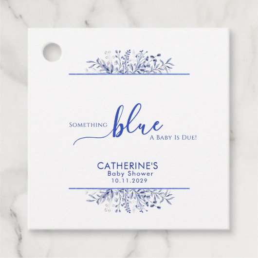 Blue Wildflower Frame Something Blue Baby Shower Bedankjes Labels (Voorkant)