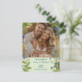 Blue Wildflower | Garden Botanical Aankondigingskaart (Staand voorkant)