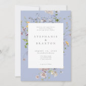 Blue Wildflower Garden Elegant Wedding Kaart (Voorkant)