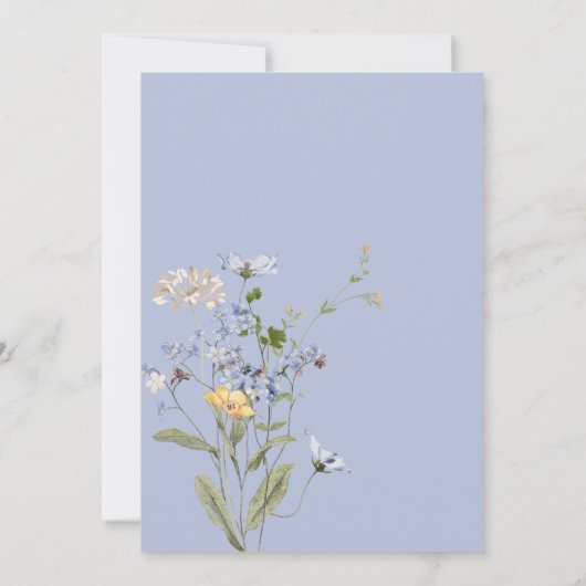 Blue Wildflower Garden Elegant Wedding Kaart (Achterkant)