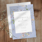 Blue Wildflower Garden Elegant Wedding Kaart